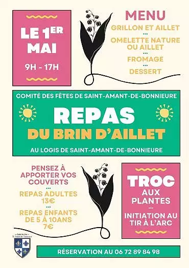 Illustration de Affiche repas brin d'aillet - jeudi 1er mai 2025