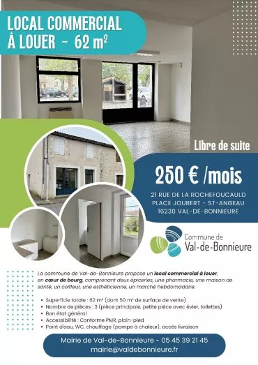 Fiche local à louer de 62 m2