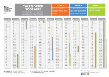 CALENDRIER SCOLAIRE 2022-2023